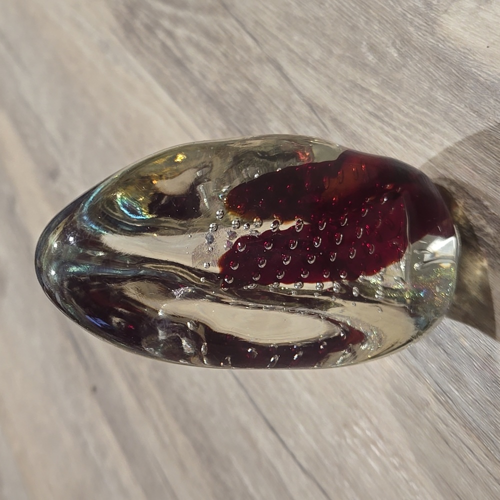 Vintage Art glass handblown controlled bubbles paperweight or decorative.